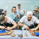 Two shuckers race against each other